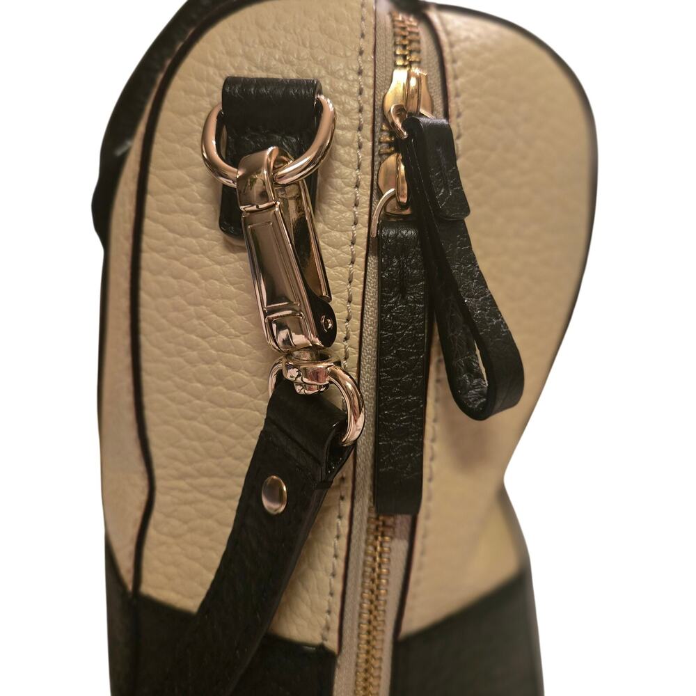 Kate Spade Southport Ave Alessa Satchel/Cross Body Beige Black Pebbled Leather - Picture 11 of 15